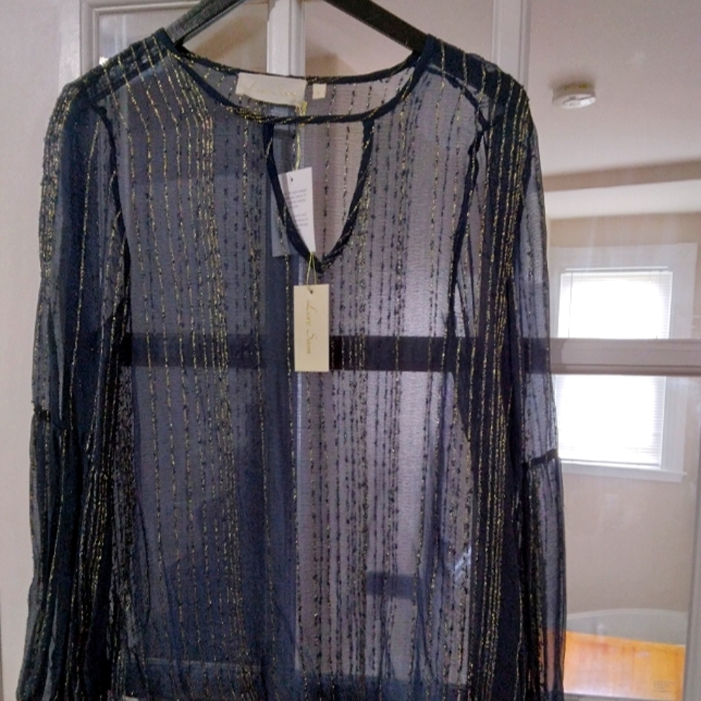 Sheer Blue / Gold Blouse